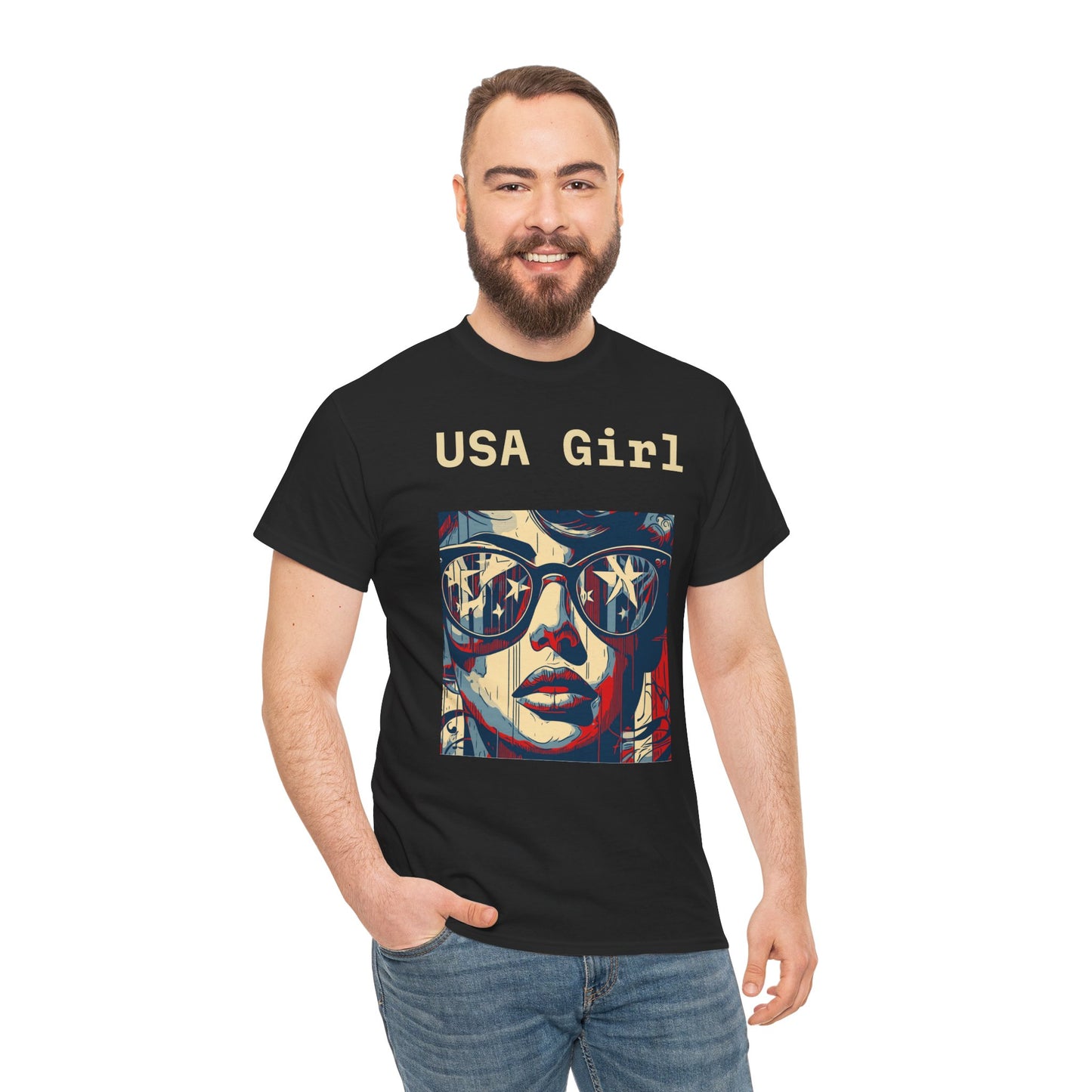 "USA Girl" - Amazing Unisex Heavy Cotton Short Sleeve Tee Shirts!