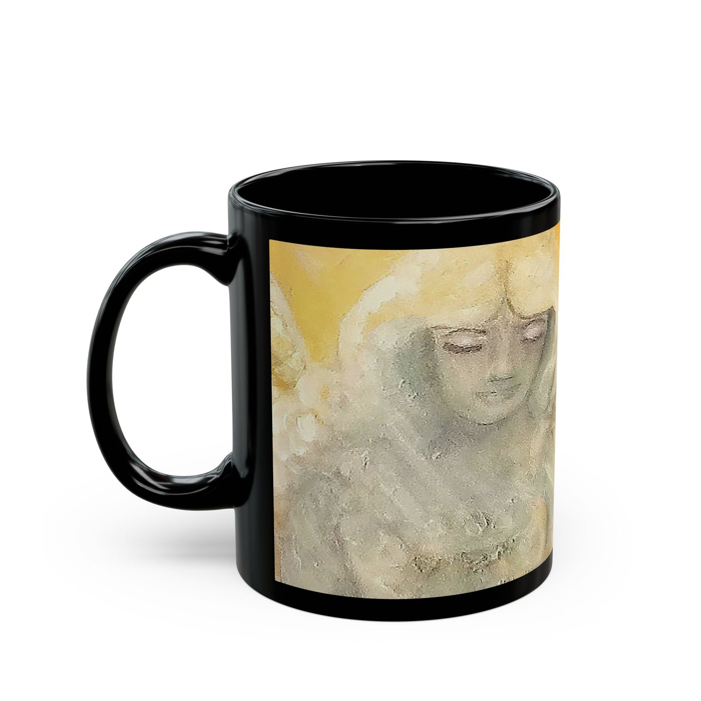 Angels watch over Thee- 11 oz or 15 oz Ceramic Black Mugs