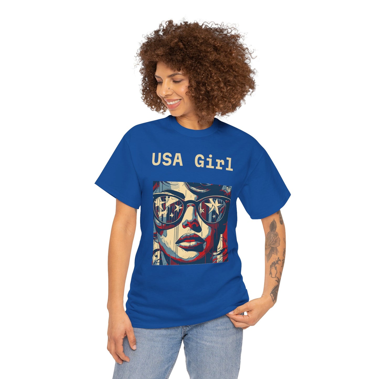 "USA Girl" - Amazing Unisex Heavy Cotton Short Sleeve Tee Shirts!