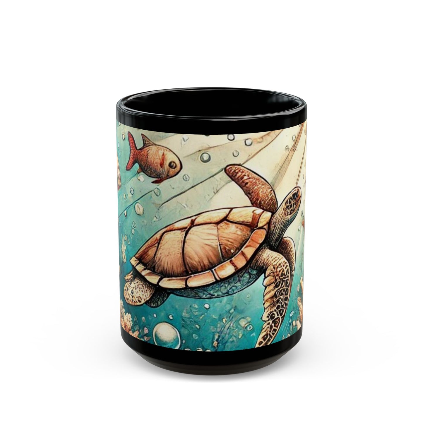 Sea Turtle- 11 oz or 15 oz Ceramic Black Mugs