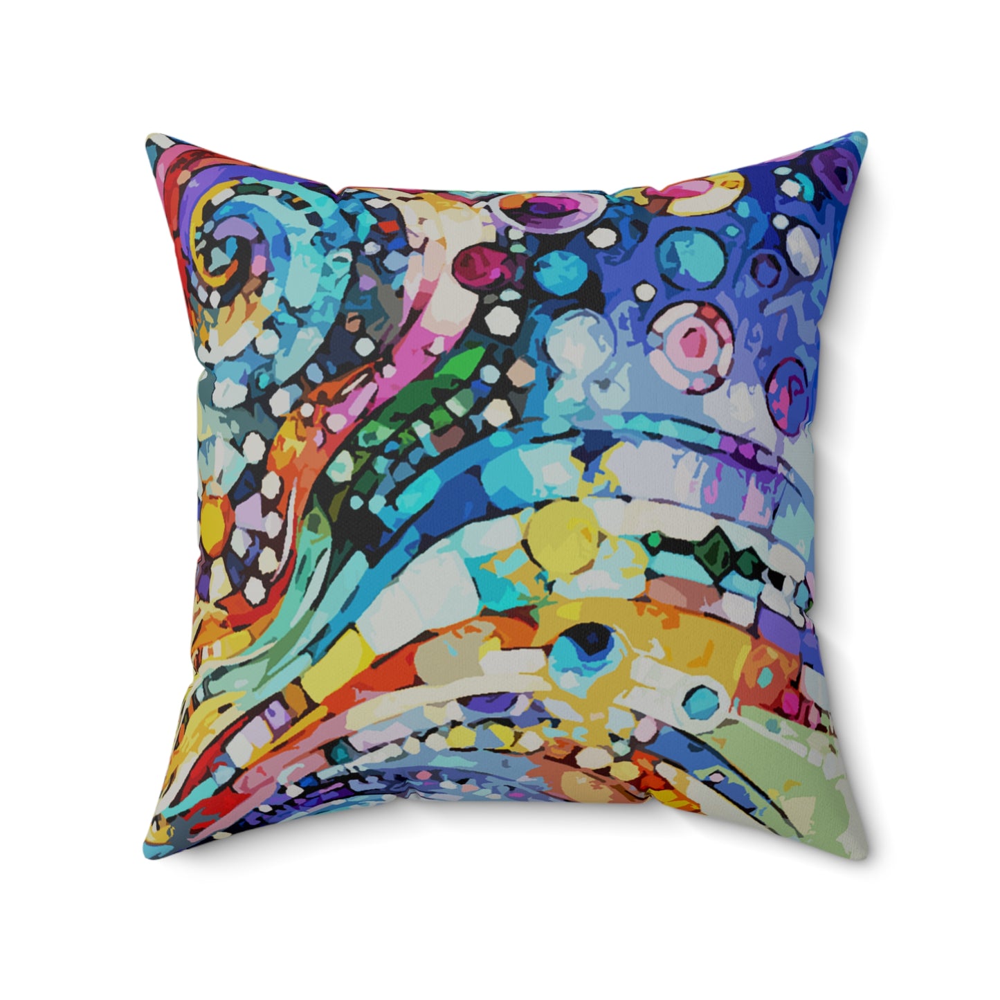 Rolling Waves Faux Suede Square Pillow