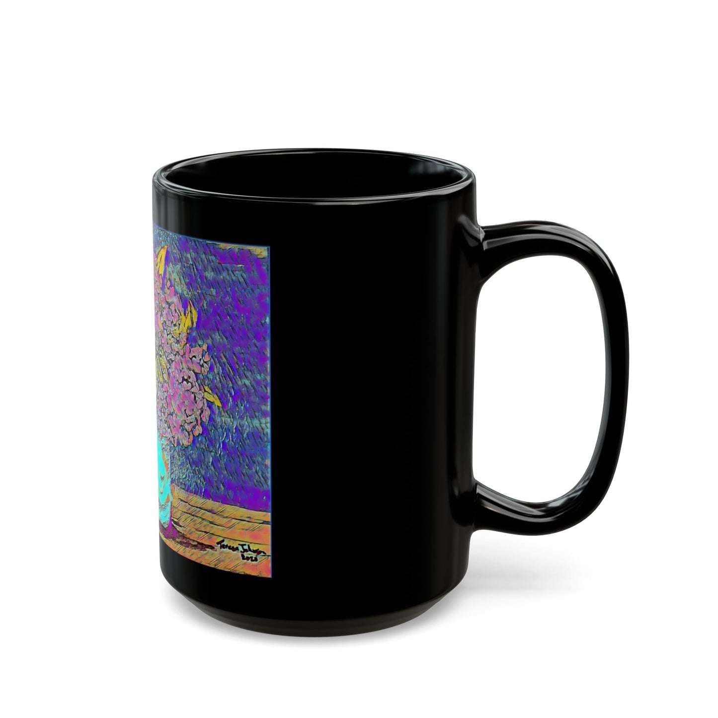 Old Fashion Hydrangea- 11 oz or 15 oz Ceramic Black Mugs