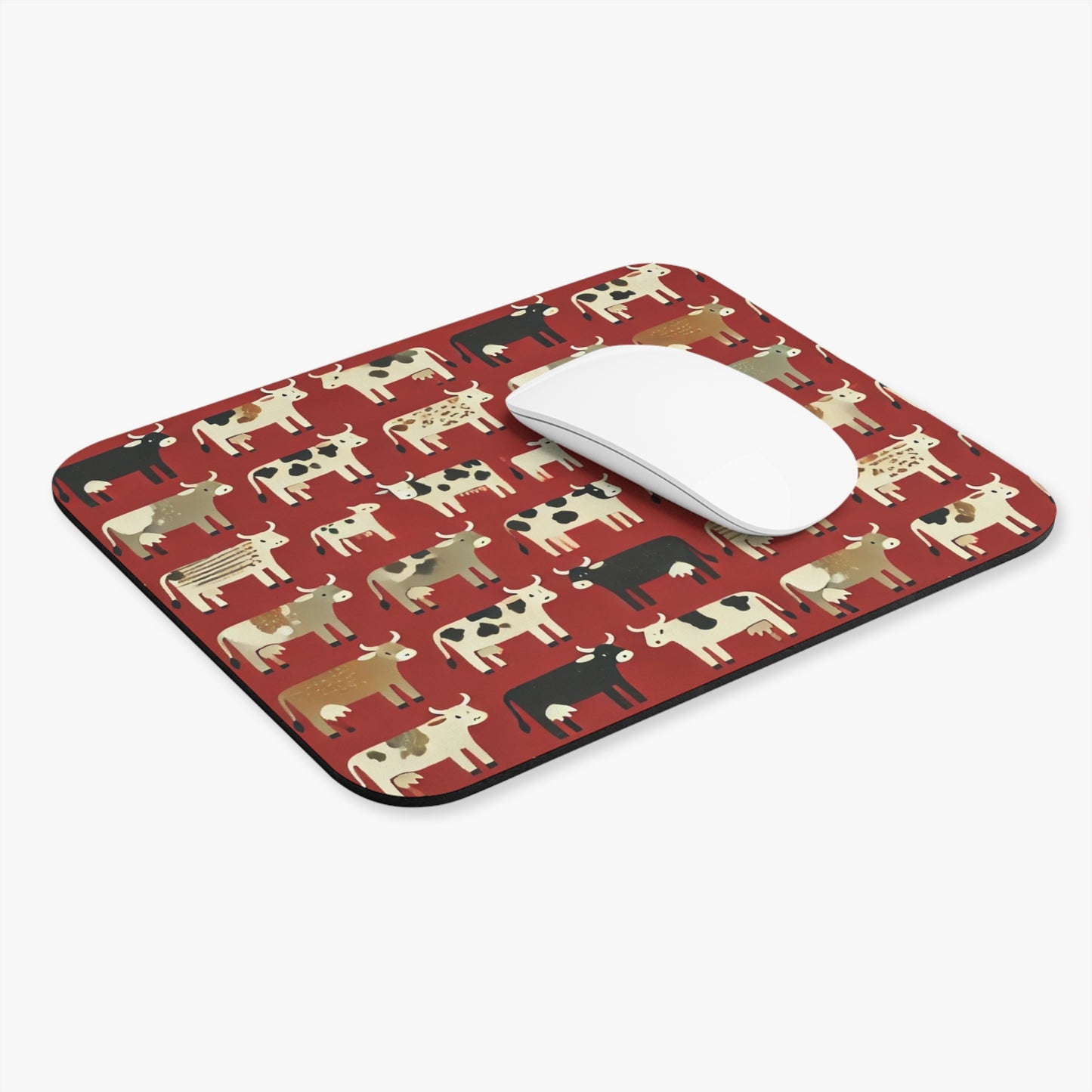 Primitive Boho-Style Farm Cow Mousepad