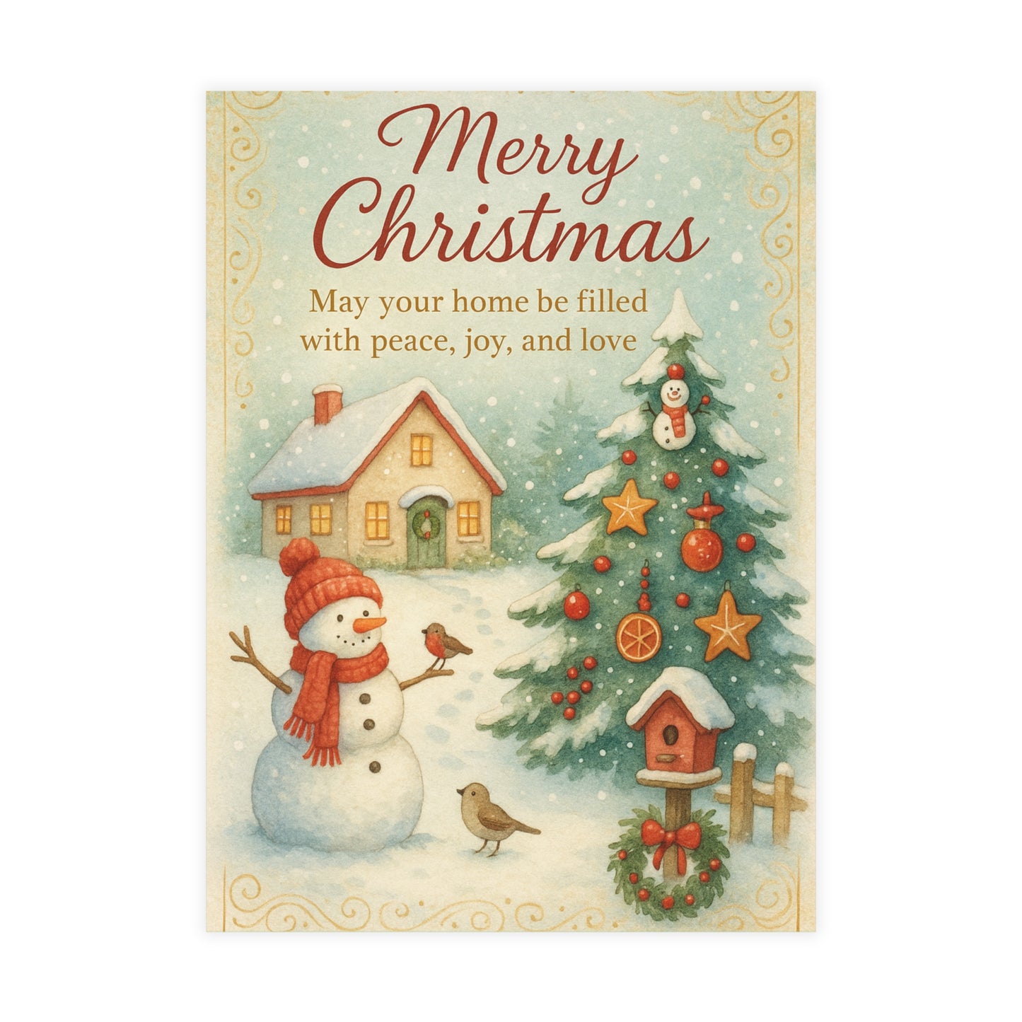 Snowman Merry Christmas Postcard Bundles (envelopes not included)