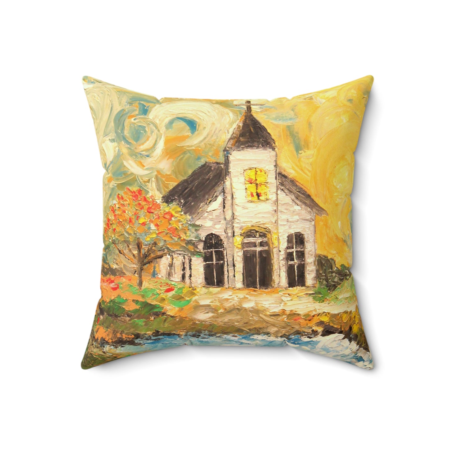 Coastal Church Faux Suede Square Pillow