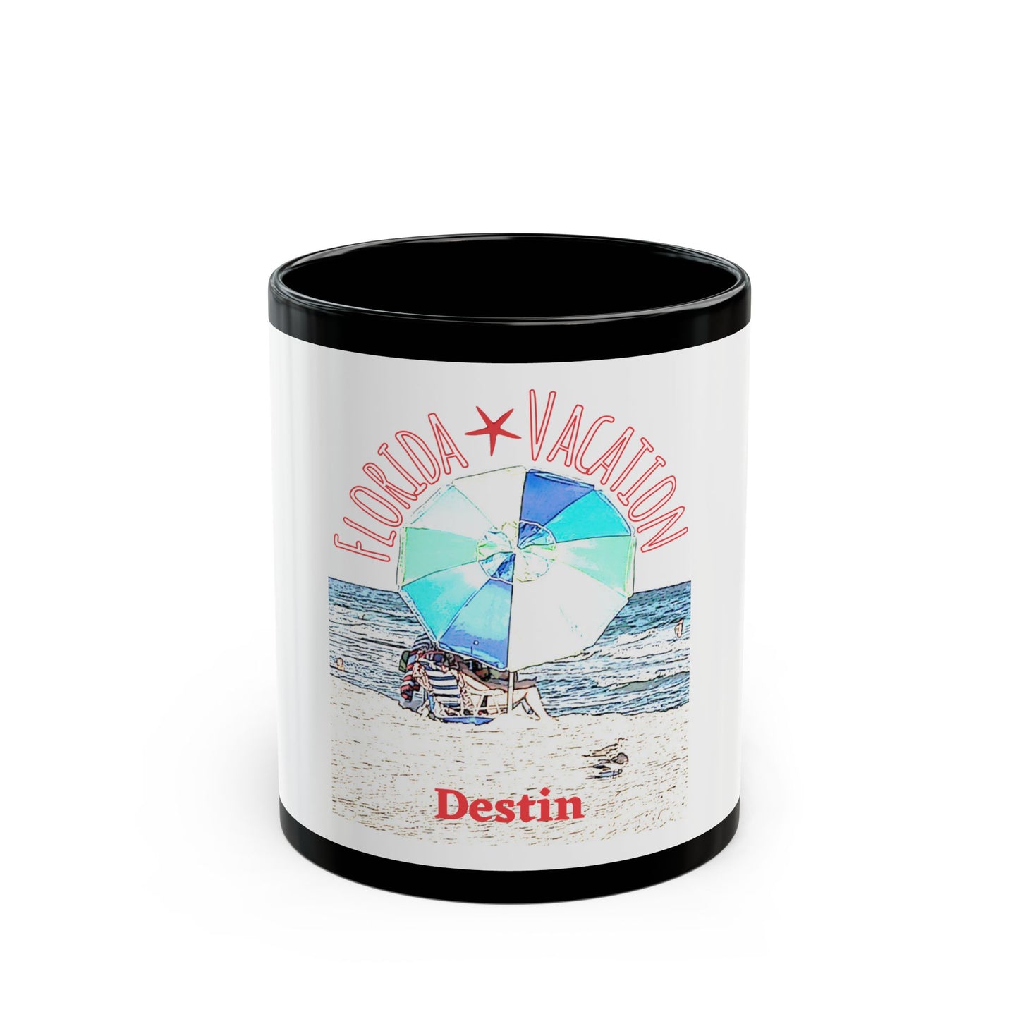 Florida Vacation - Destin - 11 oz or 15 oz Ceramic Black Mugs