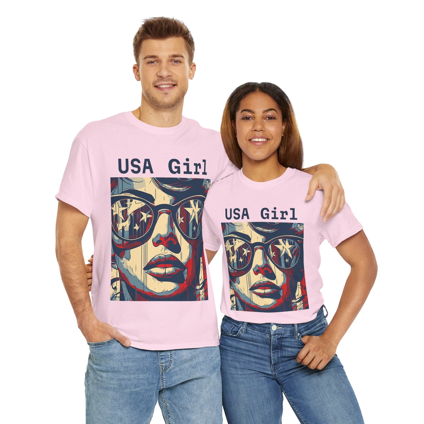 "USA Girl" Amazing Unisex Heavy Cotton Short Sleeve Tee Shirts!