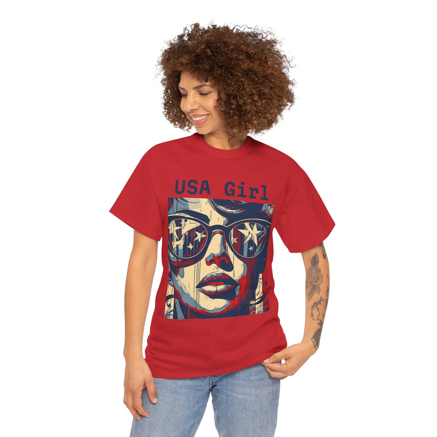 "USA Girl" Amazing Unisex Heavy Cotton Short Sleeve Tee Shirts!