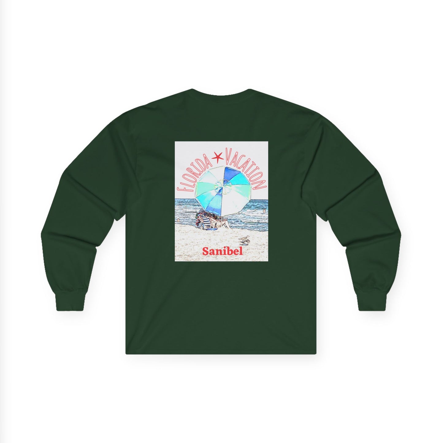 "Florida Vacation Sanibel" Long Sleeve Casual Unisex Tee Shirt