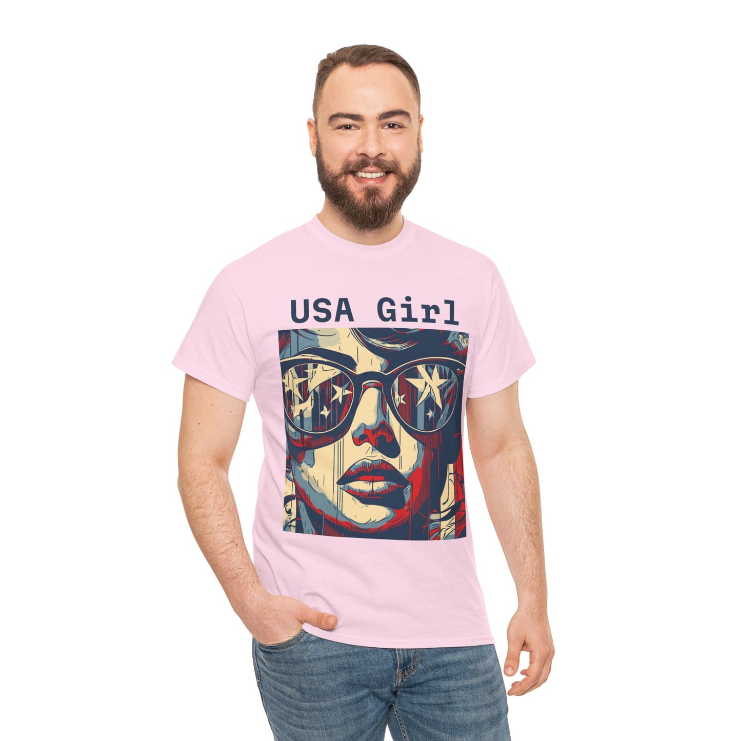 "USA Girl" Amazing Unisex Heavy Cotton Short Sleeve Tee Shirts!