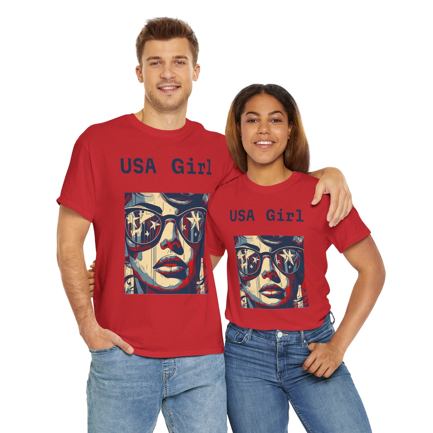 "USA Girl" - Amazing Unisex Heavy Cotton Short Sleeve Tee Shirts!