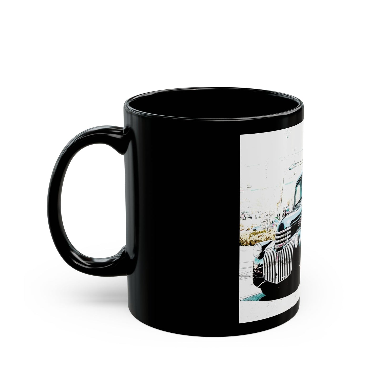 Vintage Black Truck - 11 oz or 15 oz Ceramic Black Mugs