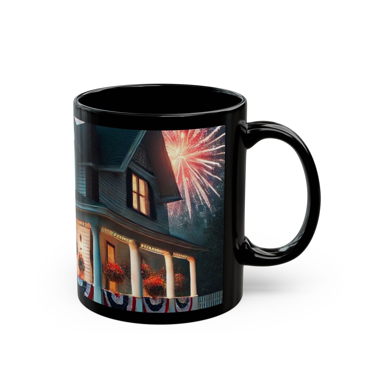 Celebrate USA- 11 oz or 15 oz Ceramic Black Mugs