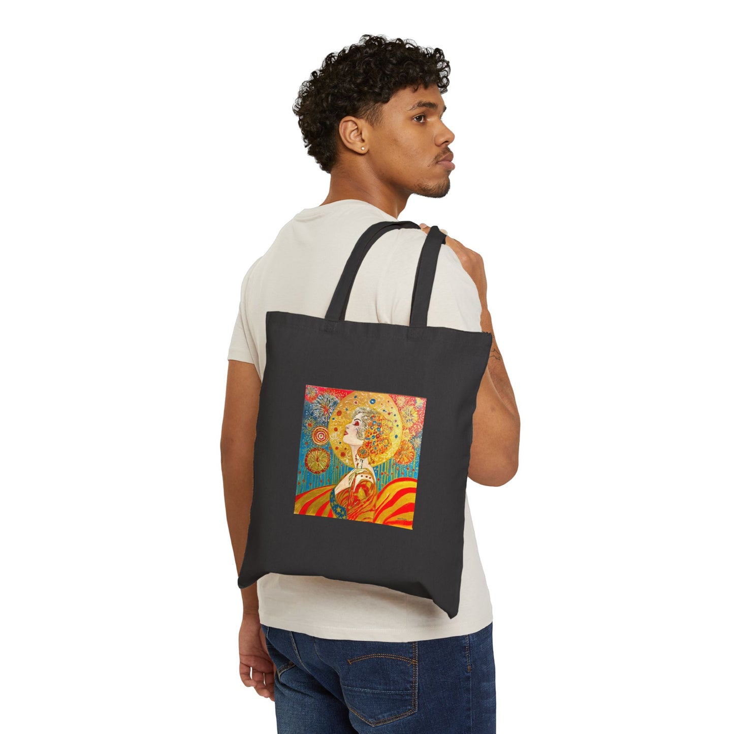 "Miss Liberty" Stylish Cotton Canvas Tote Bag, Eco-Friendly Shopping Bag