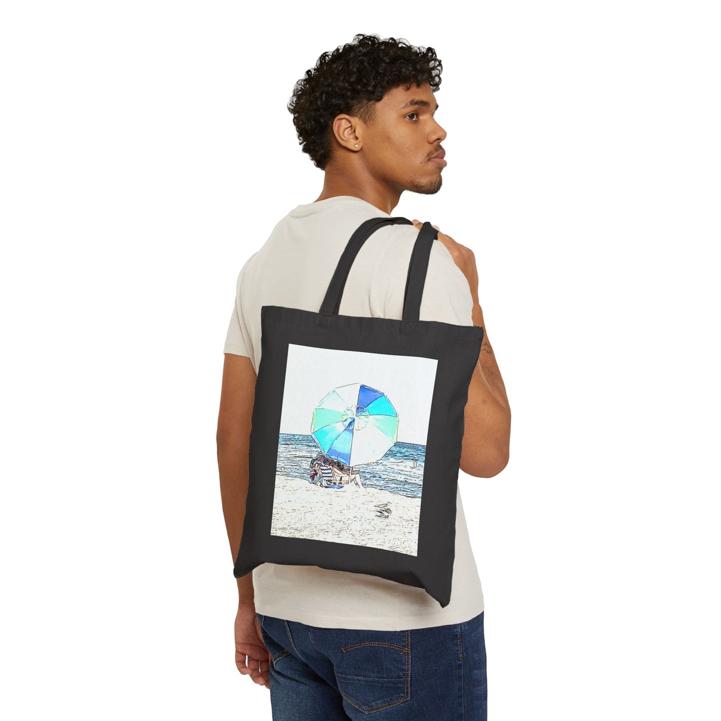 "Beach Talk" Stylish Cotton Canvas Tote Bag