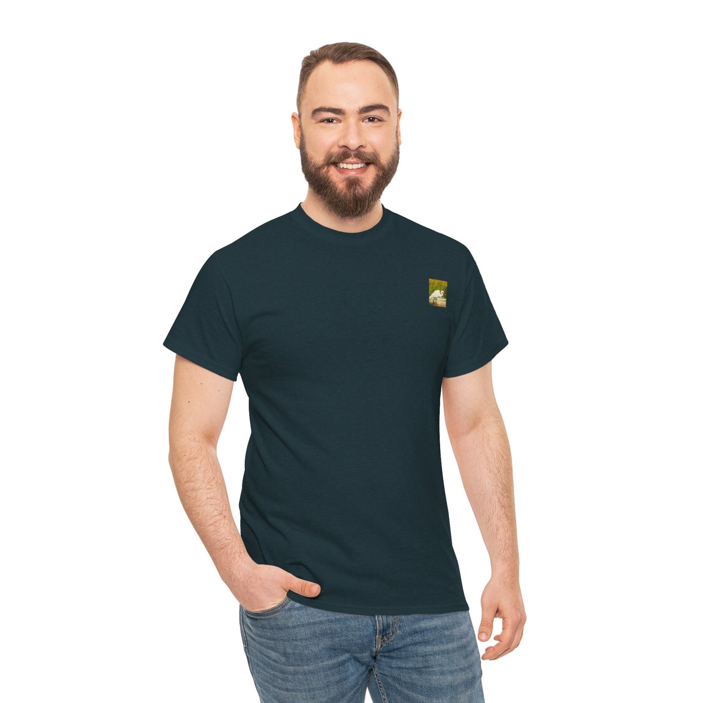 White Egret- Amazing Unisex Heavy Cotton Short Sleeve Tee Shirts!