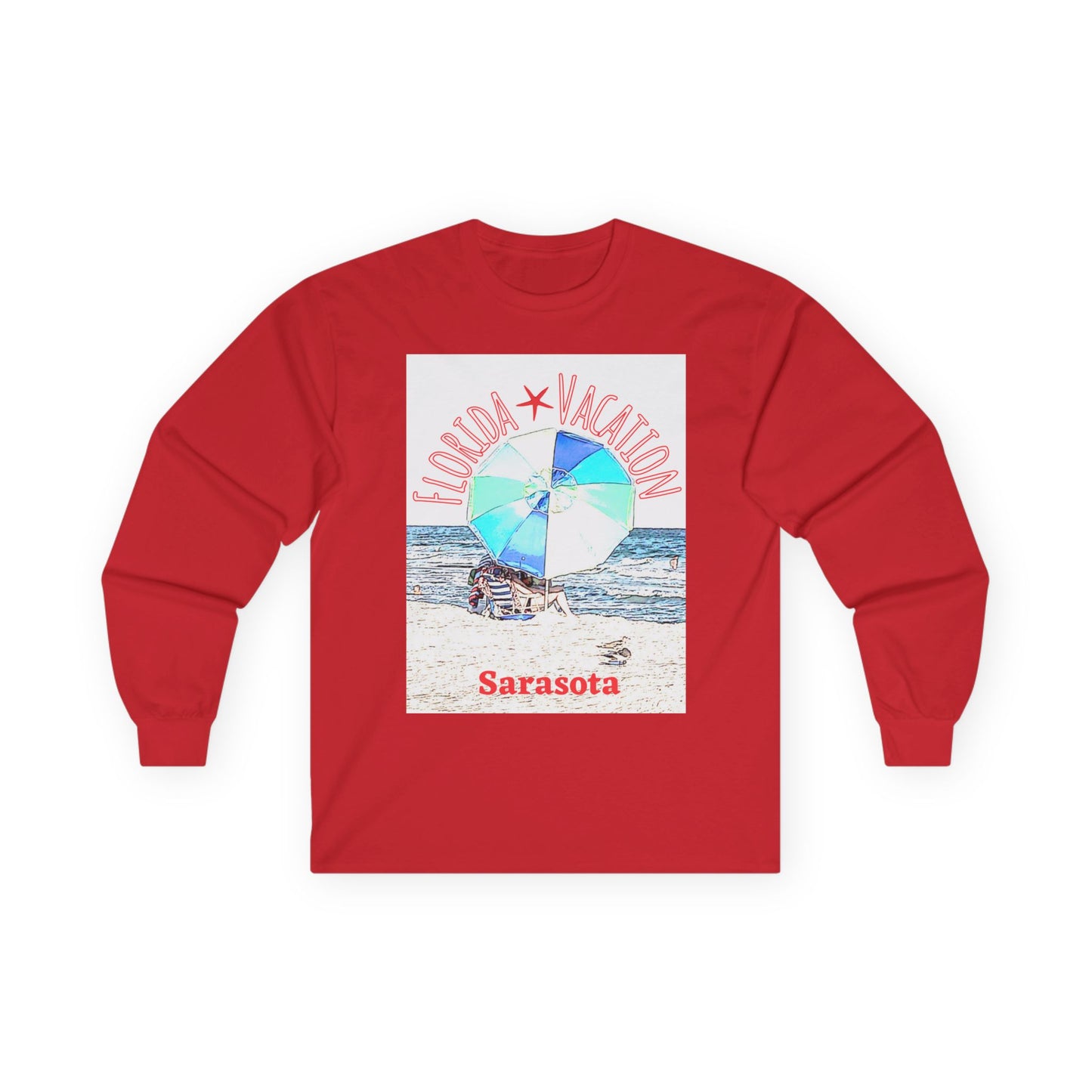 "Florida Vacation Sarasota" Long Sleeve Casual Unisex Tee Shirt