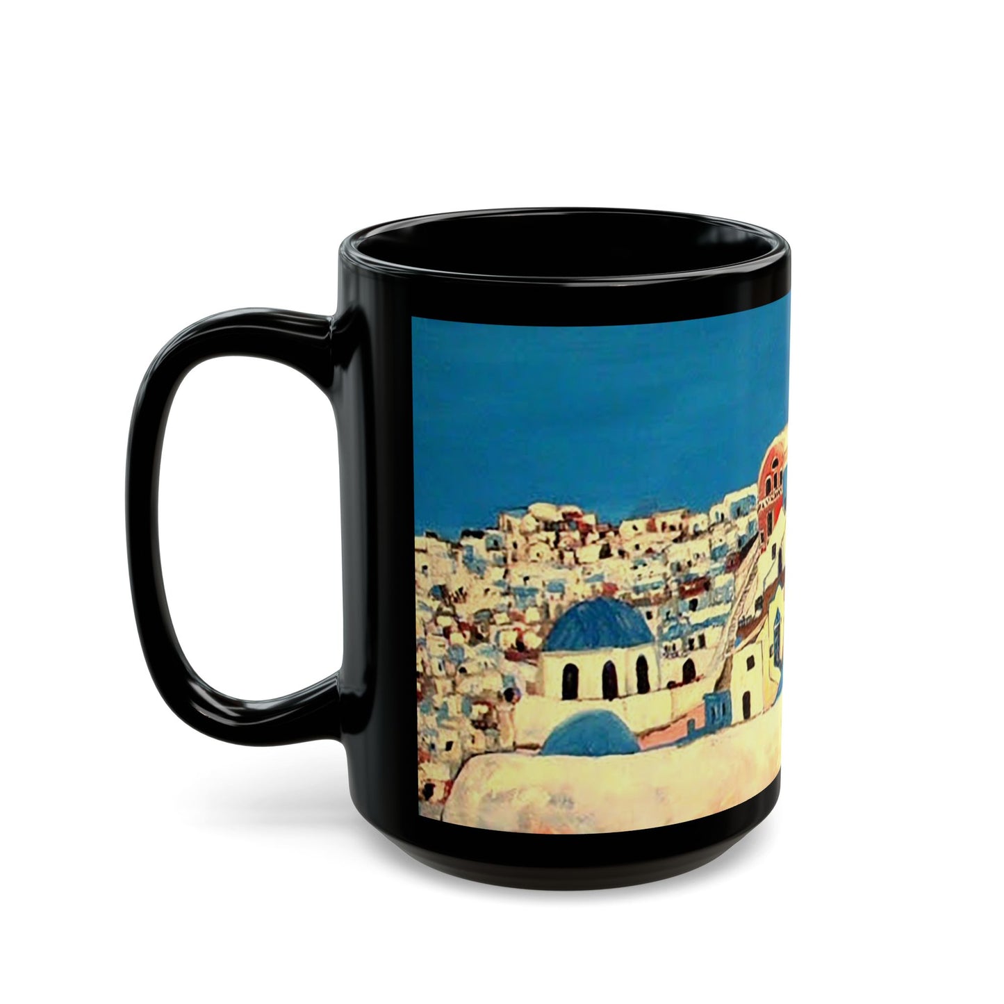 Greece - 11 oz or 15 oz Ceramic Black Mugs