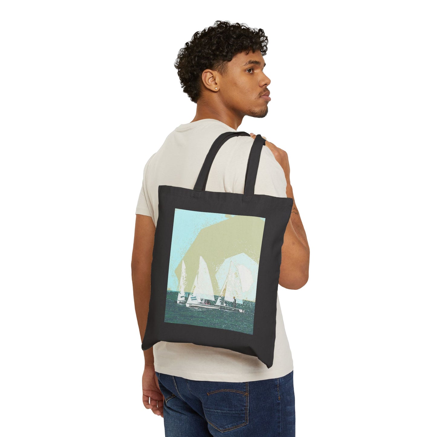 "Saltwater Sailing" Stylish Cotton Canvas Tote Bag