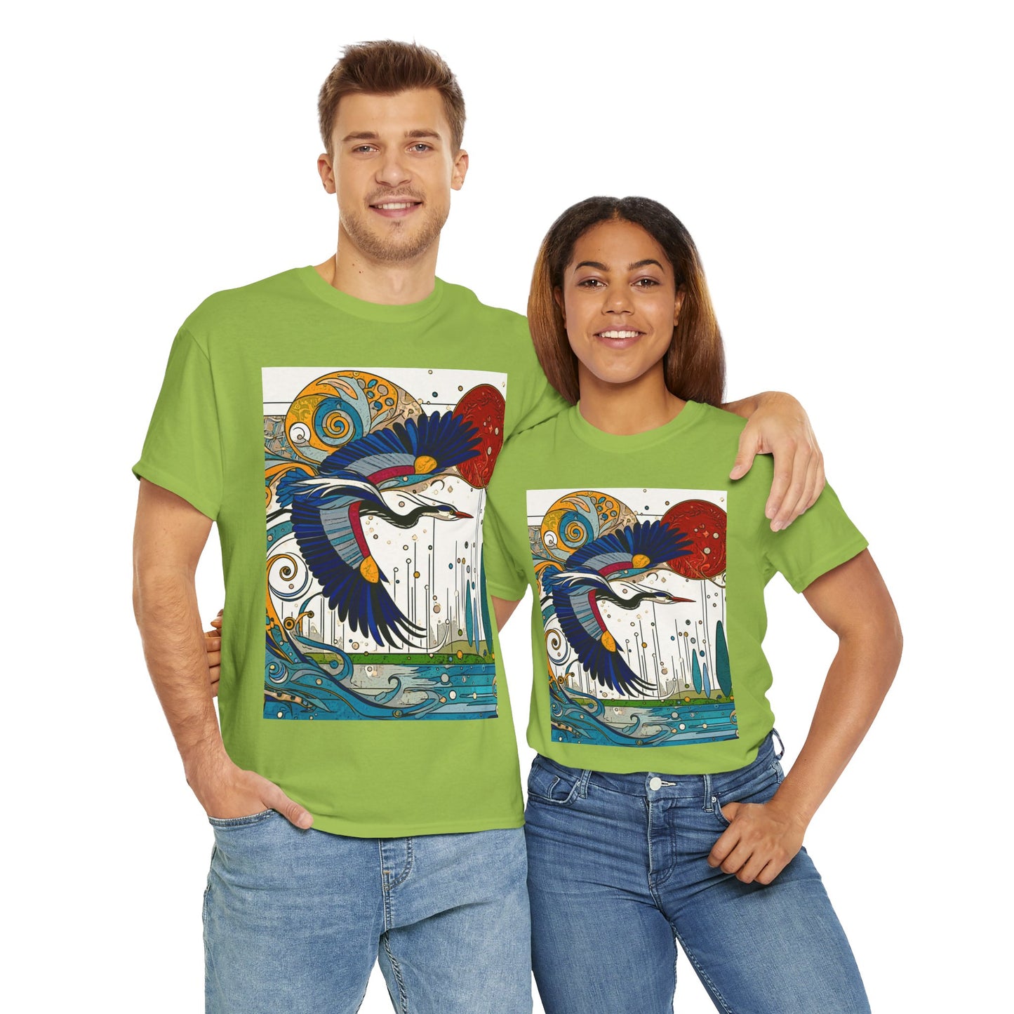 Blue Heron - Amazing Unisex Heavy Cotton Short Sleeve Tee Shirts!