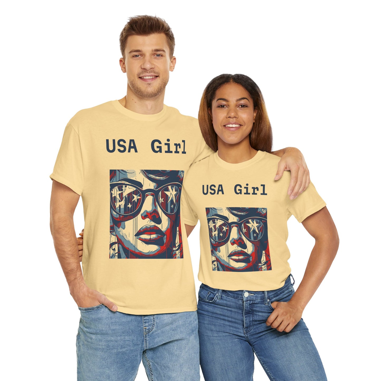 "USA Girl" - Amazing Unisex Heavy Cotton Short Sleeve Tee Shirts!