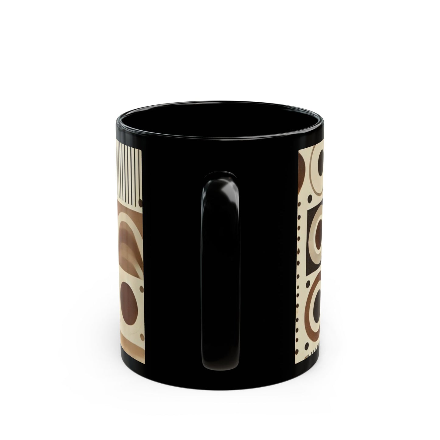 Brown Geometric - 11 oz or 15 oz Ceramic Black Mugs