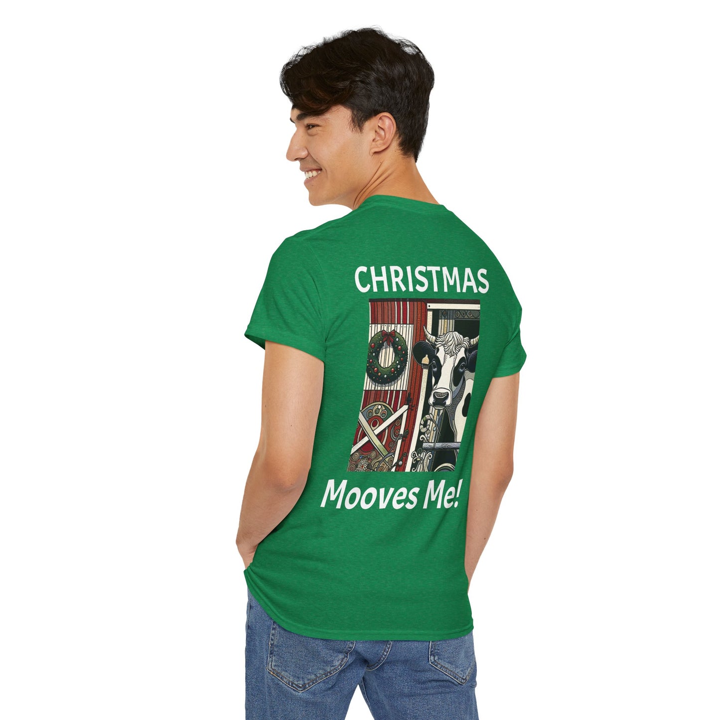 Christmas Mooves Me -Amazing Unisex Heavy Cotton Short Sleeve Tee Shirts!