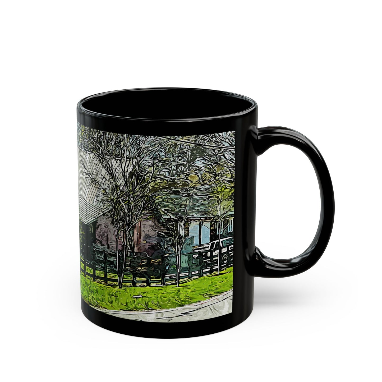 Mountain Barn- 11 oz or 15 oz Ceramic Black Mugs