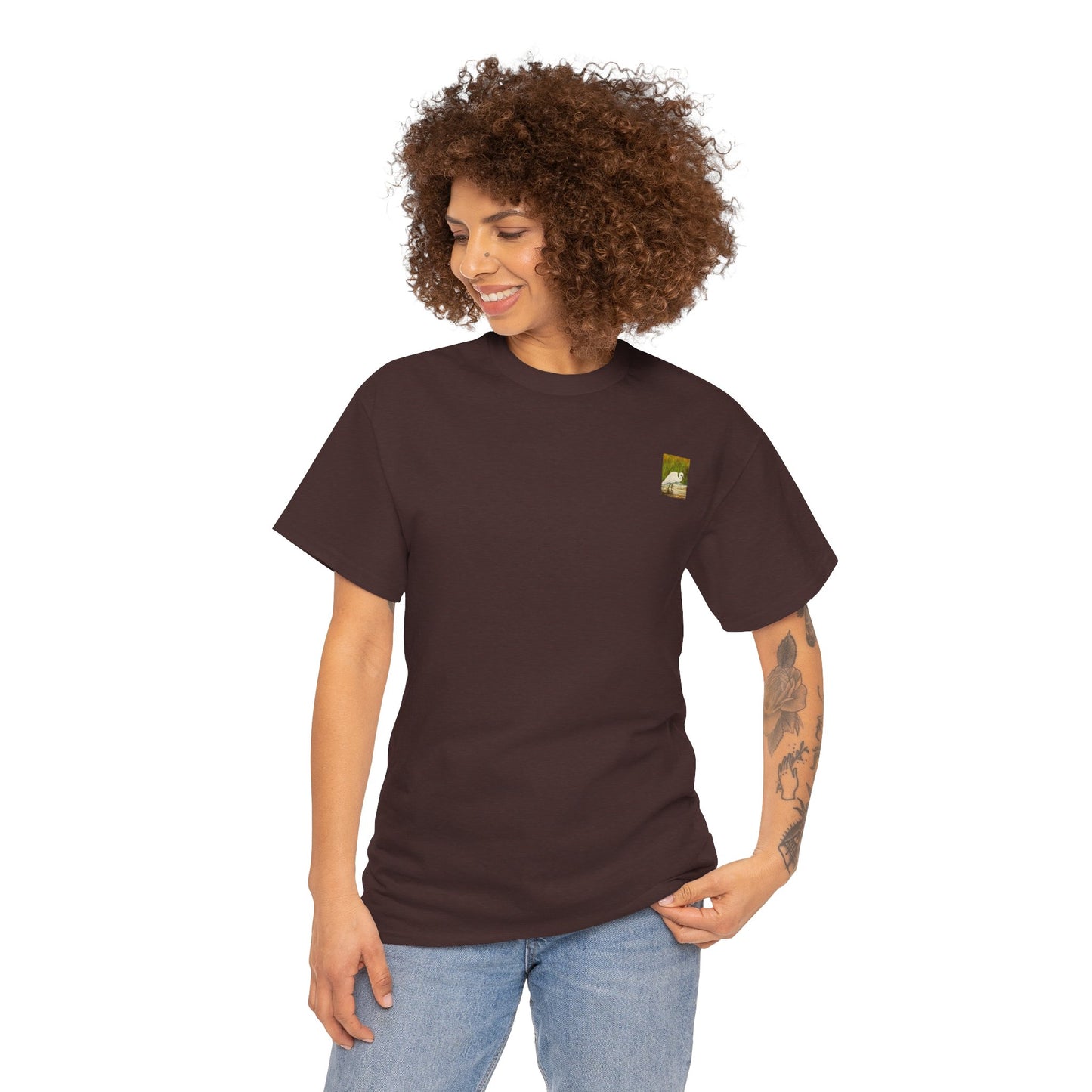 White Egret- Amazing Unisex Heavy Cotton Short Sleeve Tee Shirts!
