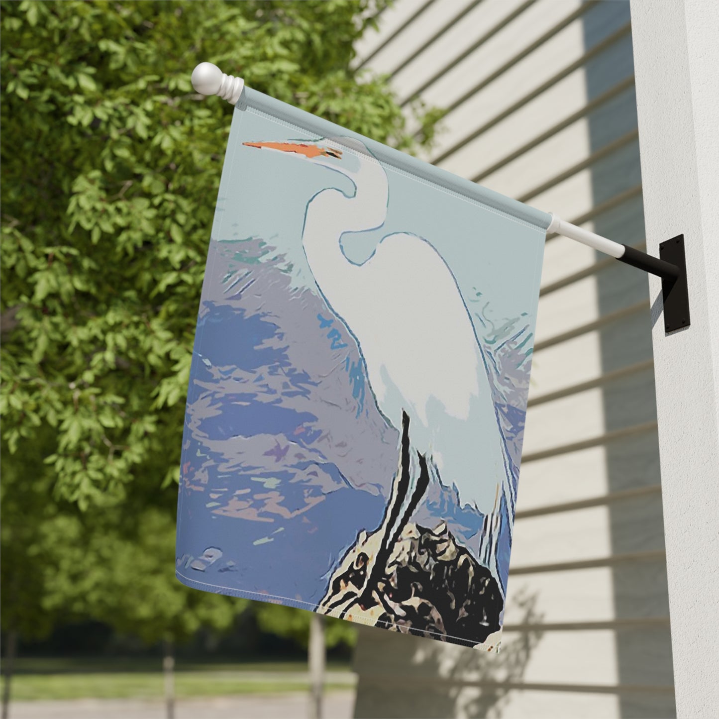 White Heron. Garden & House Banner