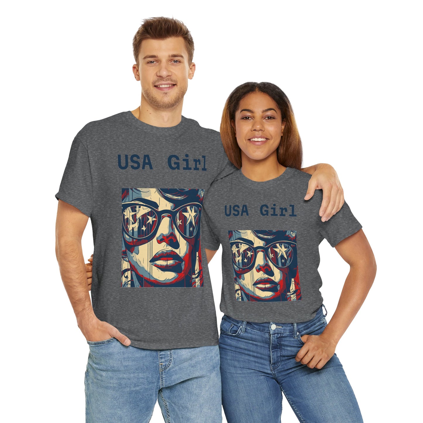 "USA Girl" - Amazing Unisex Heavy Cotton Short Sleeve Tee Shirts!