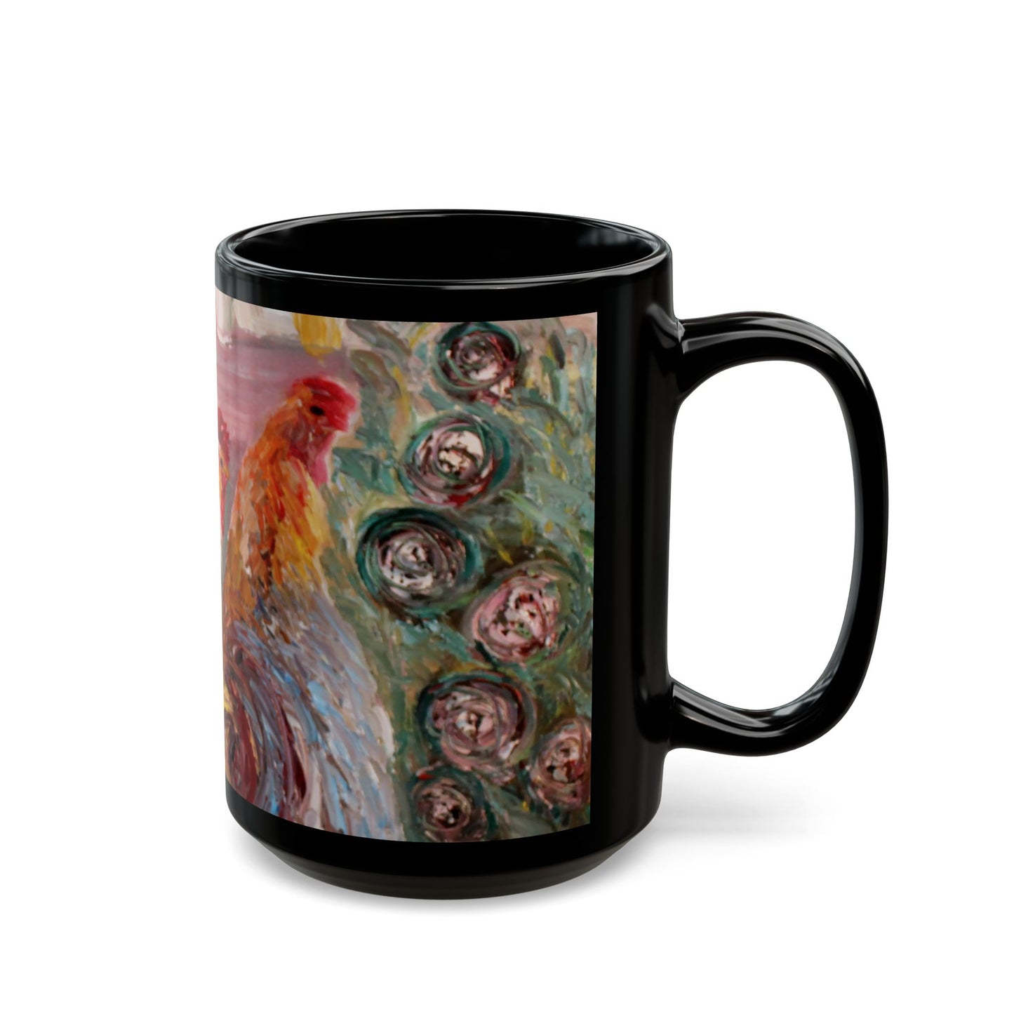 Betsy's Chickens - 11 oz or 15 oz Ceramic Black Mugs