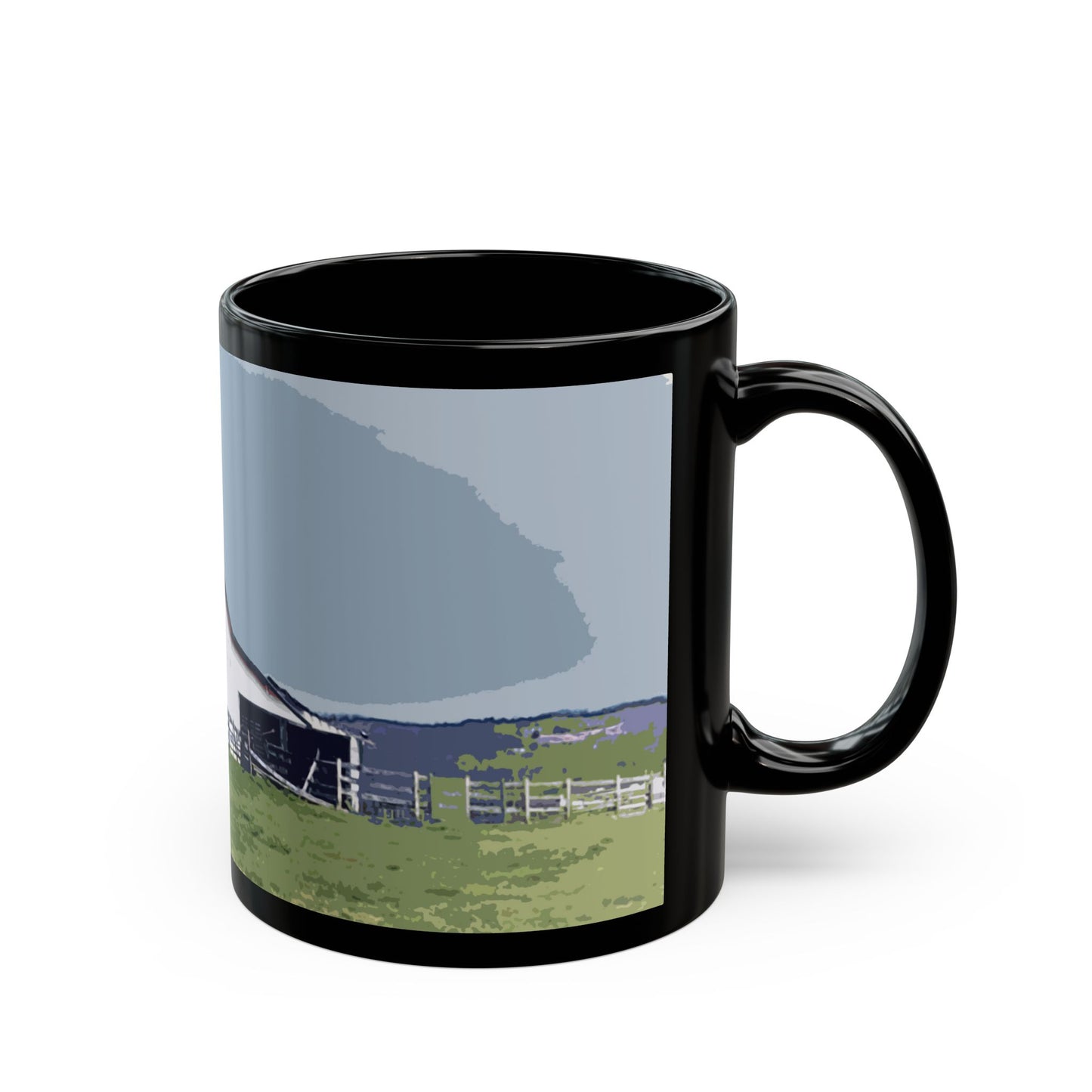 Red Roof Mountain - 11 oz or 15 oz Ceramic Black Mugs