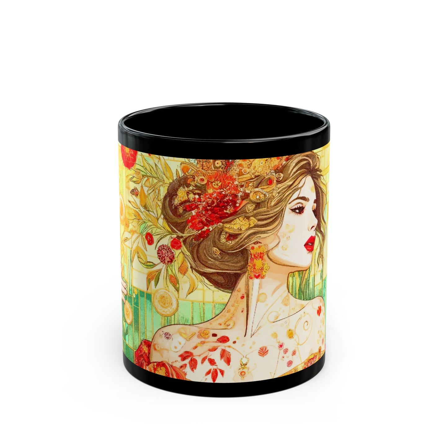 The Queen of Spring - 11 oz or 15 oz Ceramic Black Mugs- 11 oz or 15 oz Ceramic Black Mugs