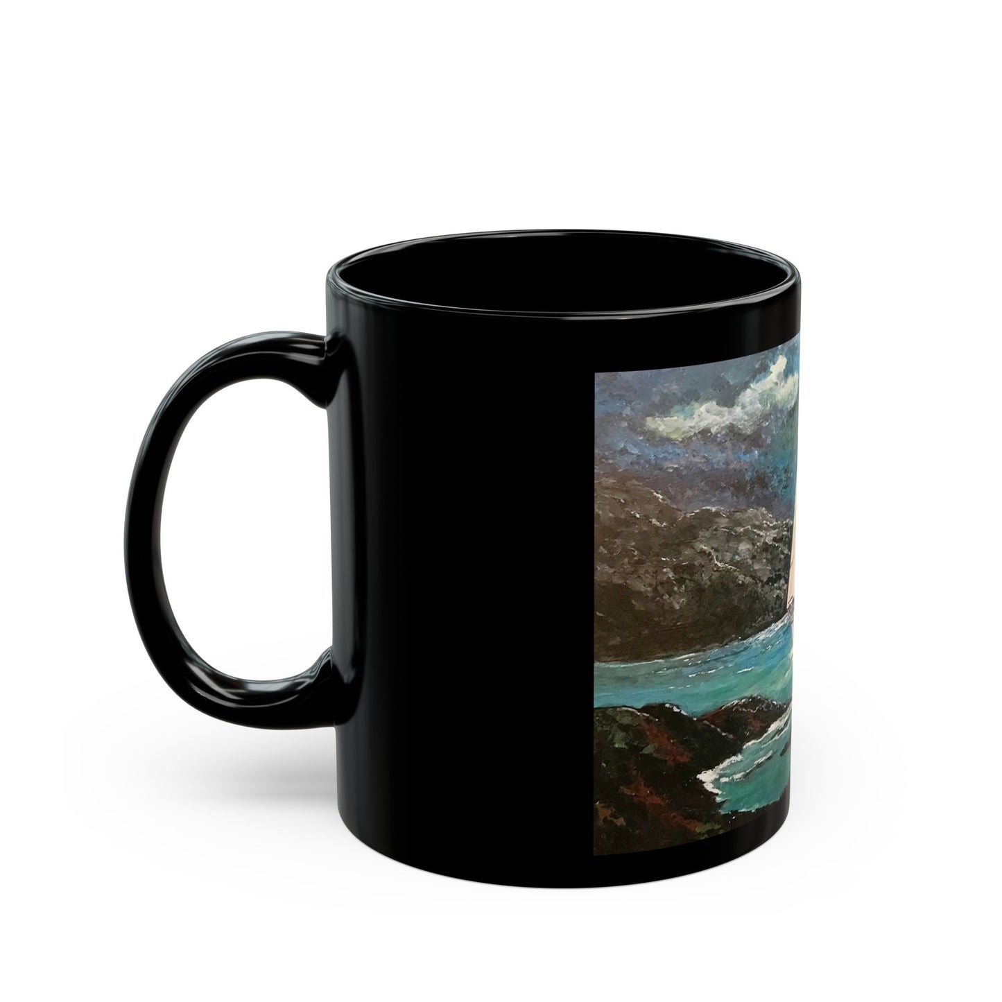 Tropical Sailing- 11 oz or 15 oz Ceramic Black Mugs