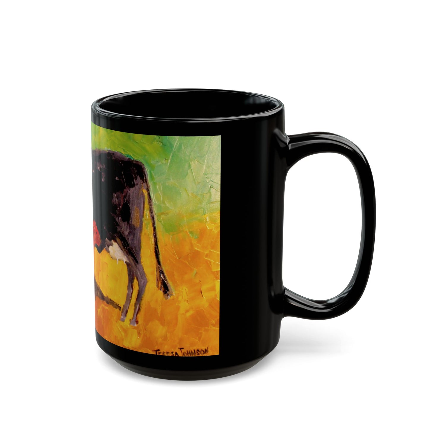 Allison's Cow and Calf - 11 oz or 15 oz Ceramic Black Mugs