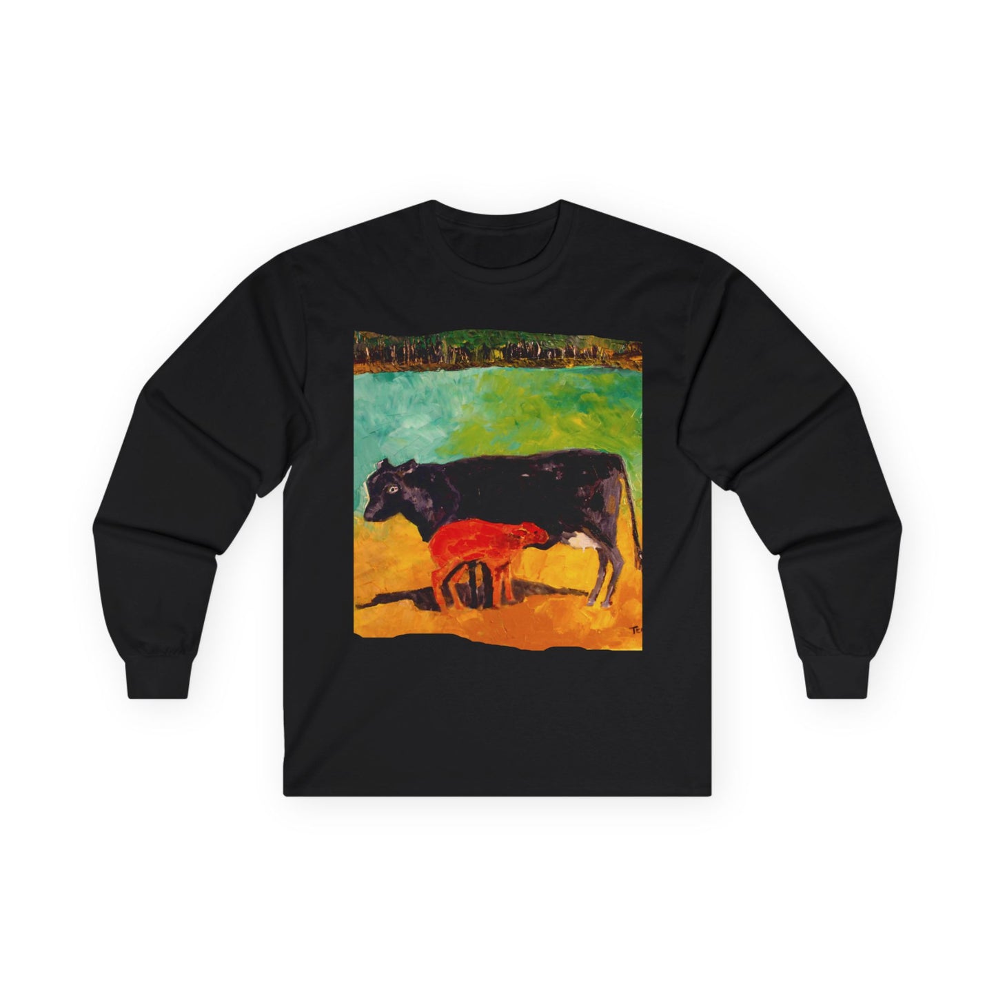 "Allisons Cow and Calf" Long Sleeve Casual Unisex Tee Shirt