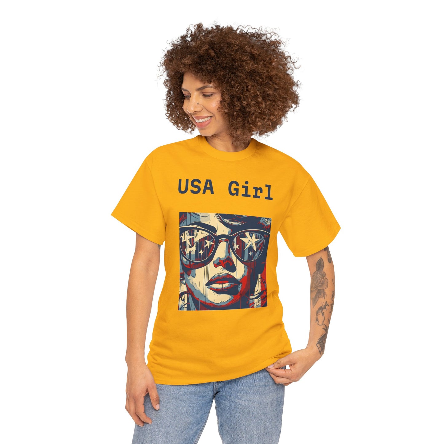 "USA Girl" - Amazing Unisex Heavy Cotton Short Sleeve Tee Shirts!