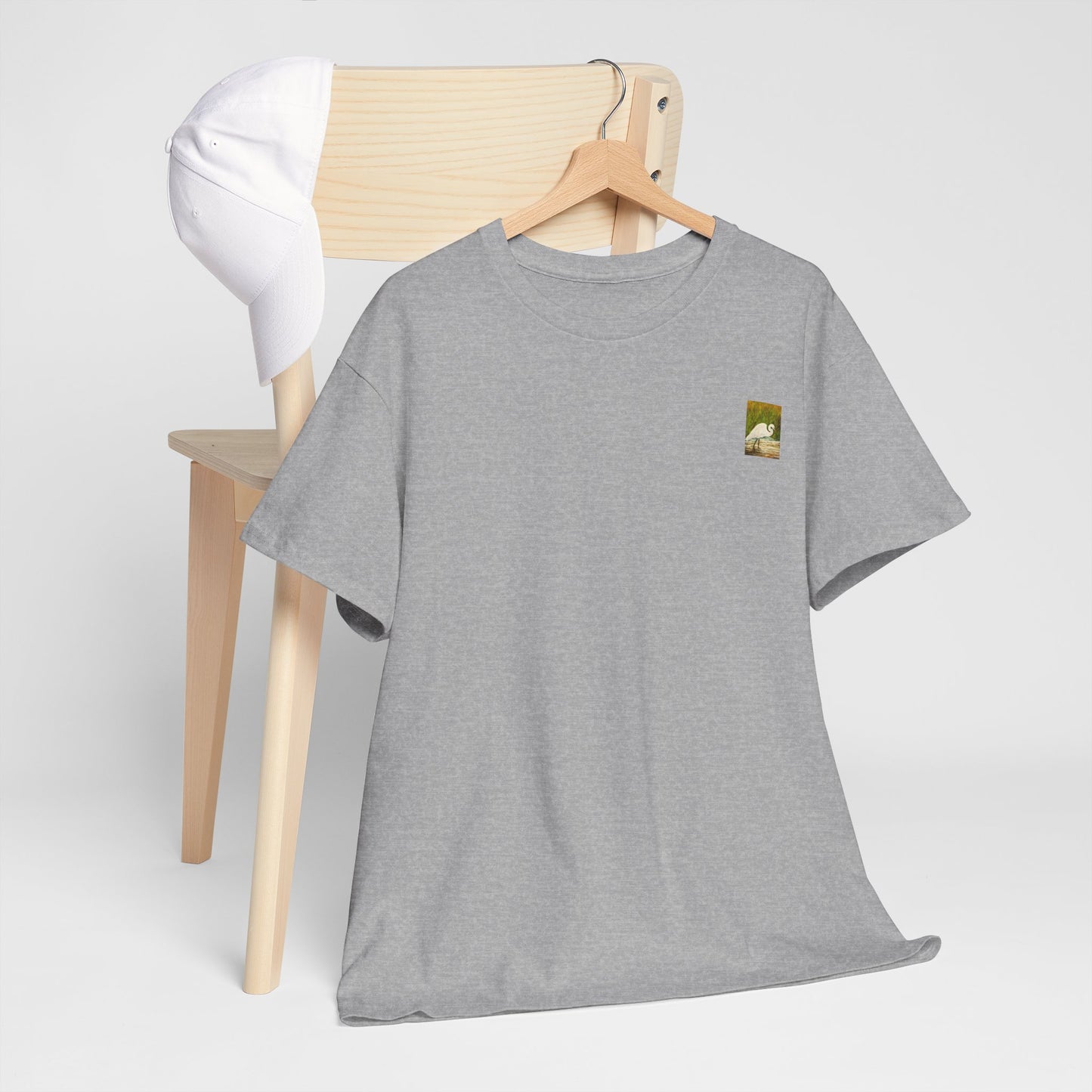 White Egret- Amazing Unisex Heavy Cotton Short Sleeve Tee Shirts!