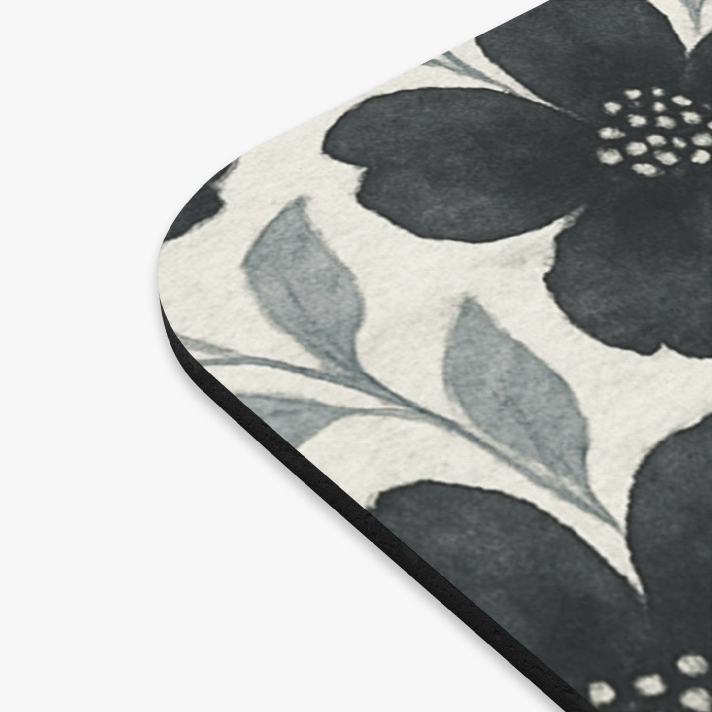Black with Silver Flowers Mousepad