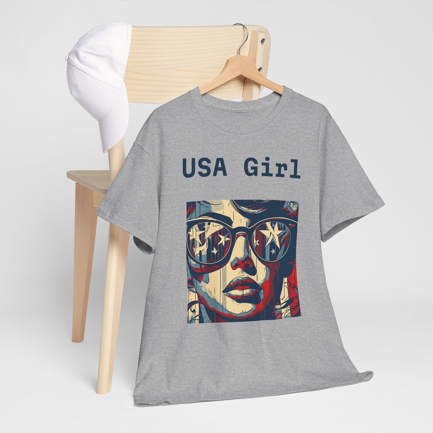 "USA Girl" - Amazing Unisex Heavy Cotton Short Sleeve Tee Shirts!