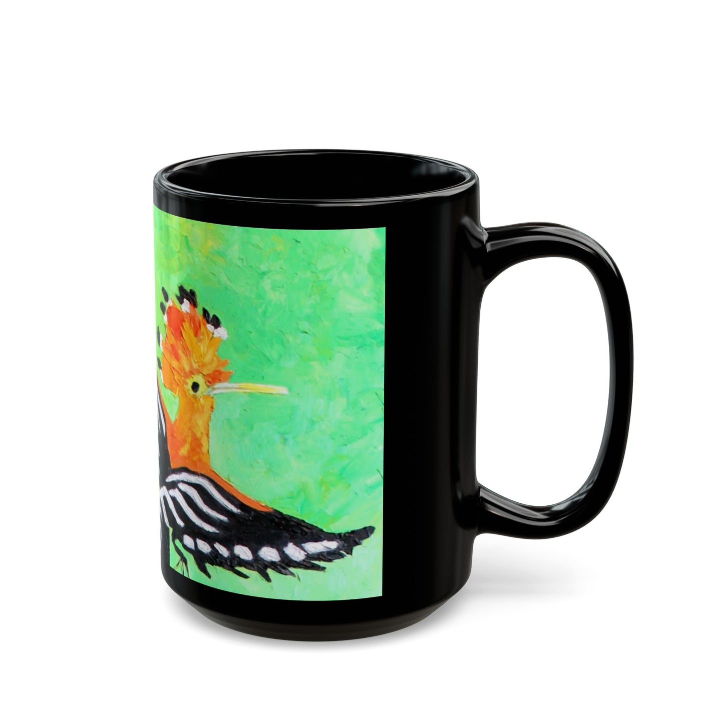 Hoopoe Bird- 11 oz or 15 oz Ceramic Black Mugs