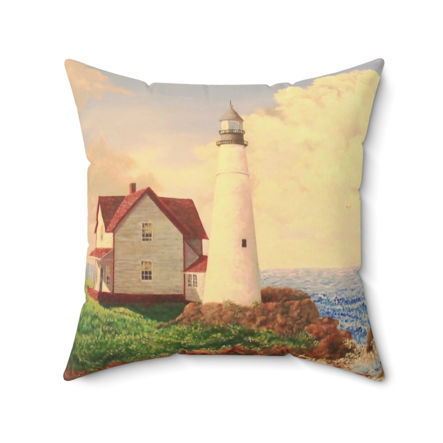 The Lighthouse Faux Suede Square Pillow