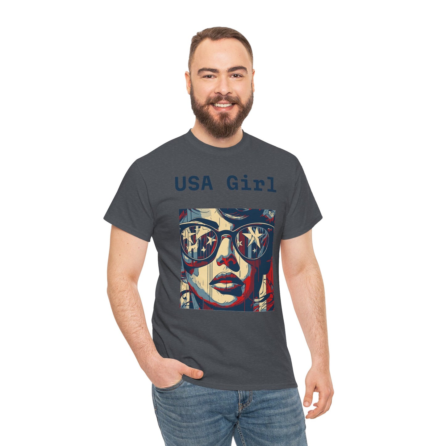 "USA Girl" - Amazing Unisex Heavy Cotton Short Sleeve Tee Shirts!