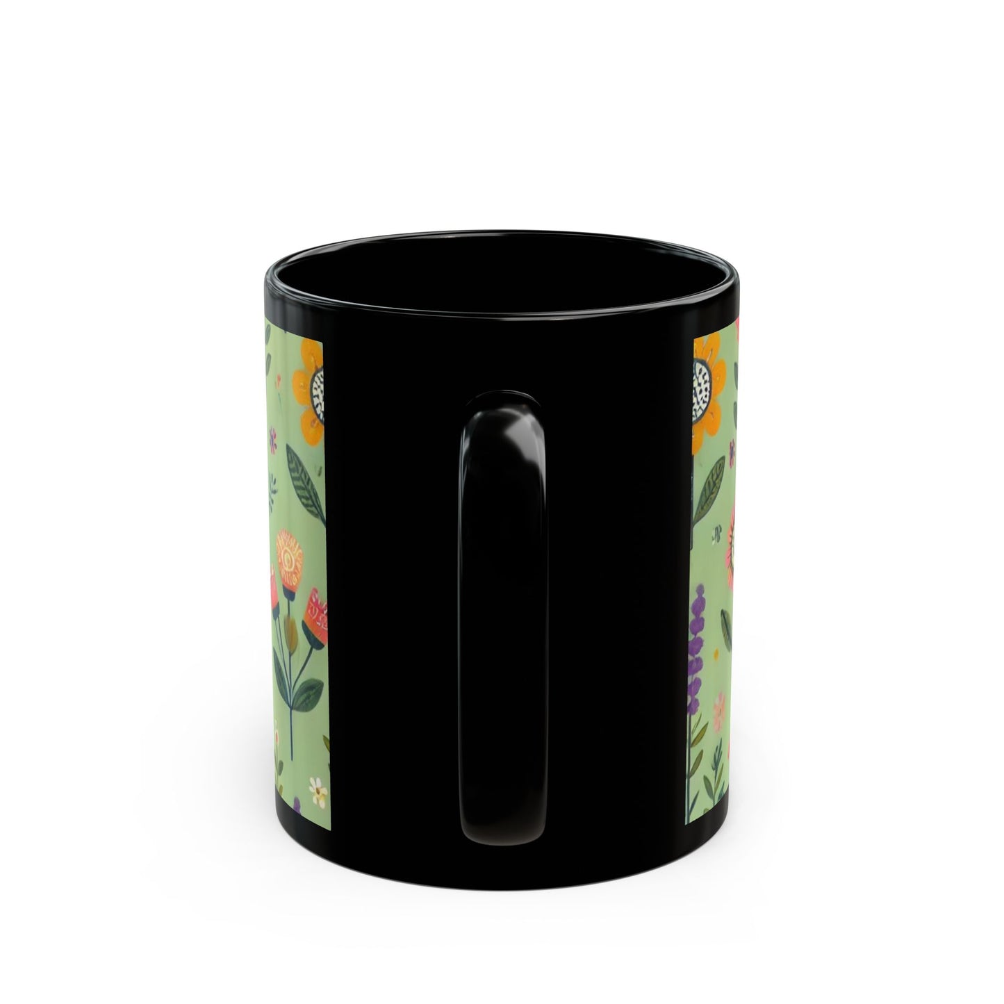 Green Spring Garden- 11 oz or 15 oz Ceramic Black Mugs