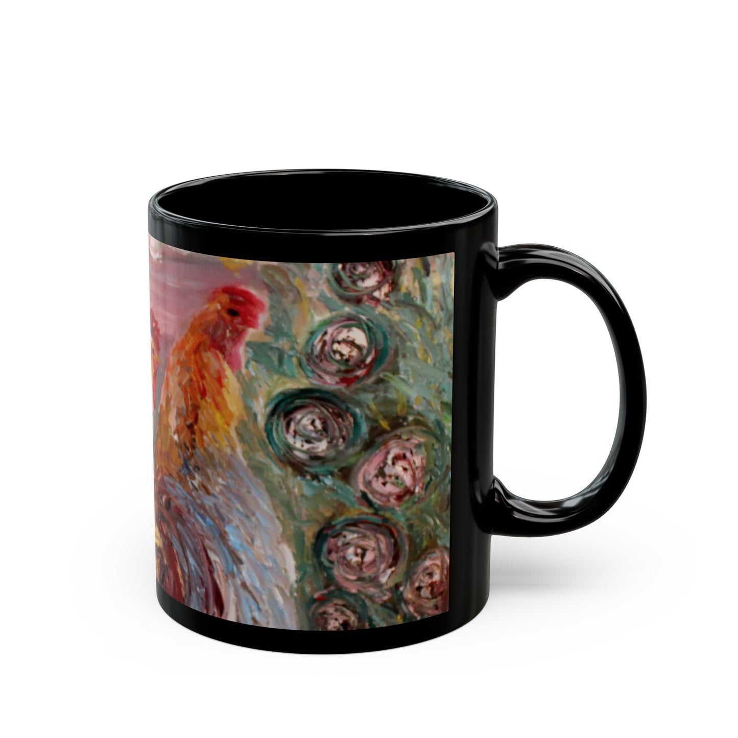 Betsy's Chickens - 11 oz or 15 oz Ceramic Black Mugs