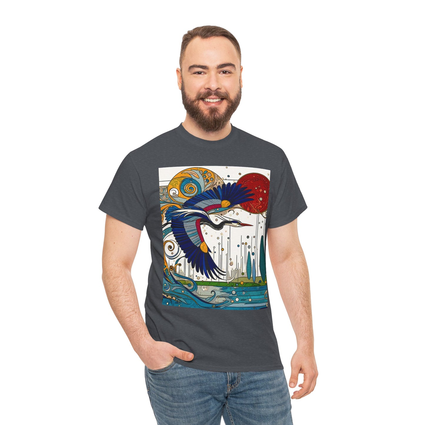 Blue Heron - Amazing Unisex Heavy Cotton Short Sleeve Tee Shirts!