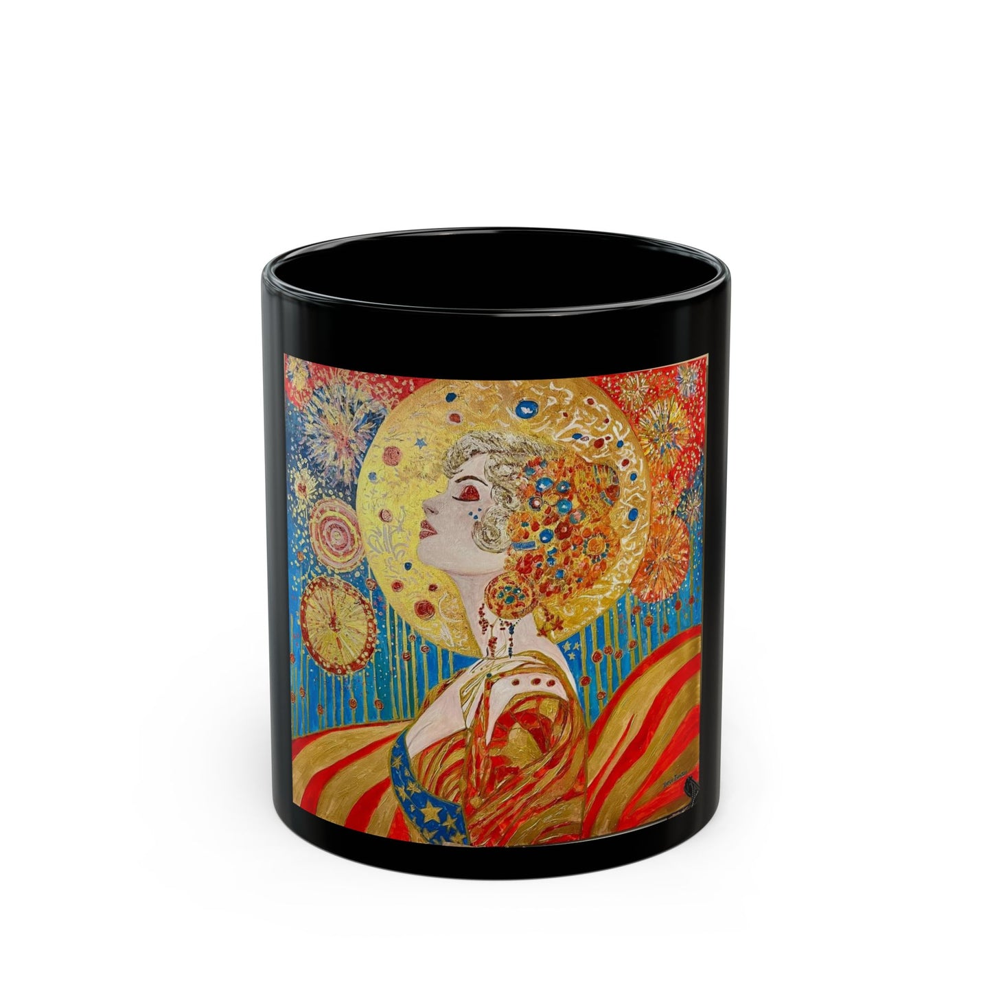 Miss Libery - 11 oz or 15 oz Ceramic Black Mugs