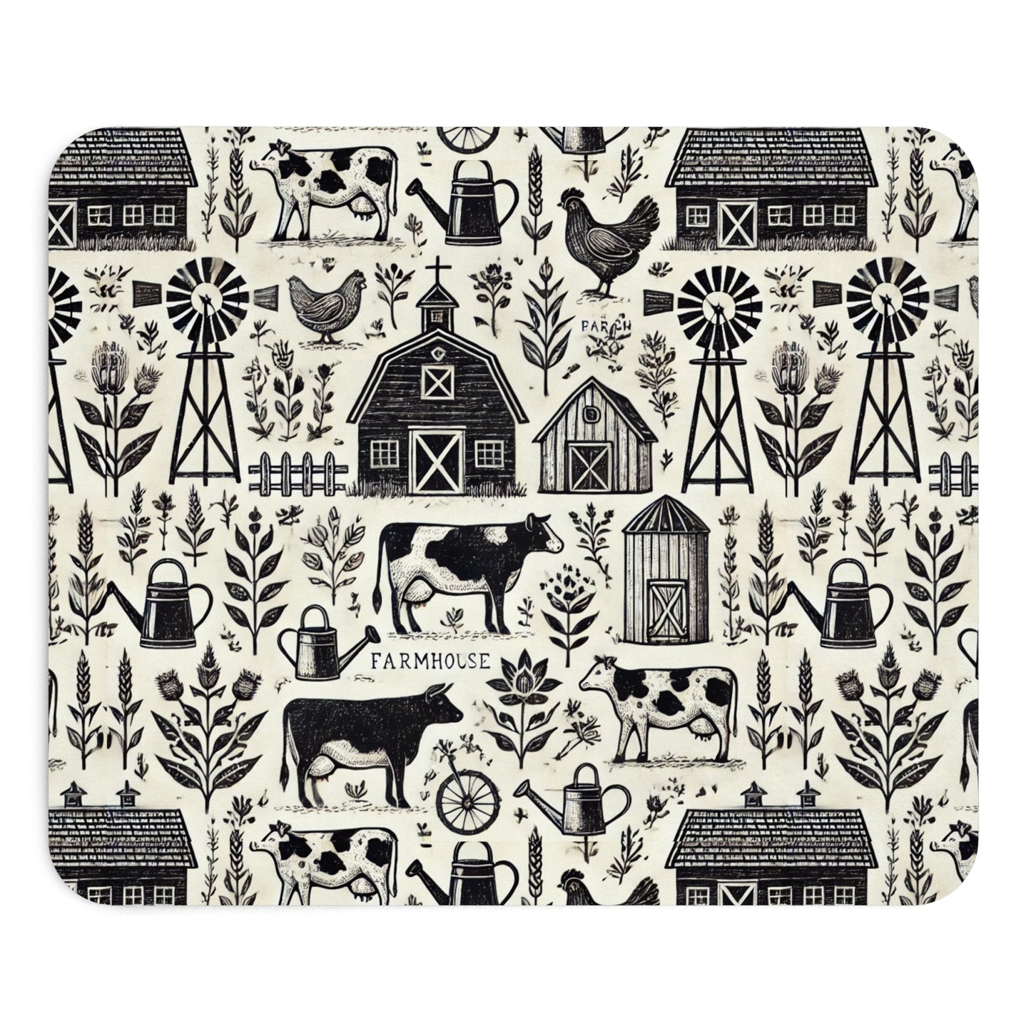 Black and White Farmhouse Mousepad