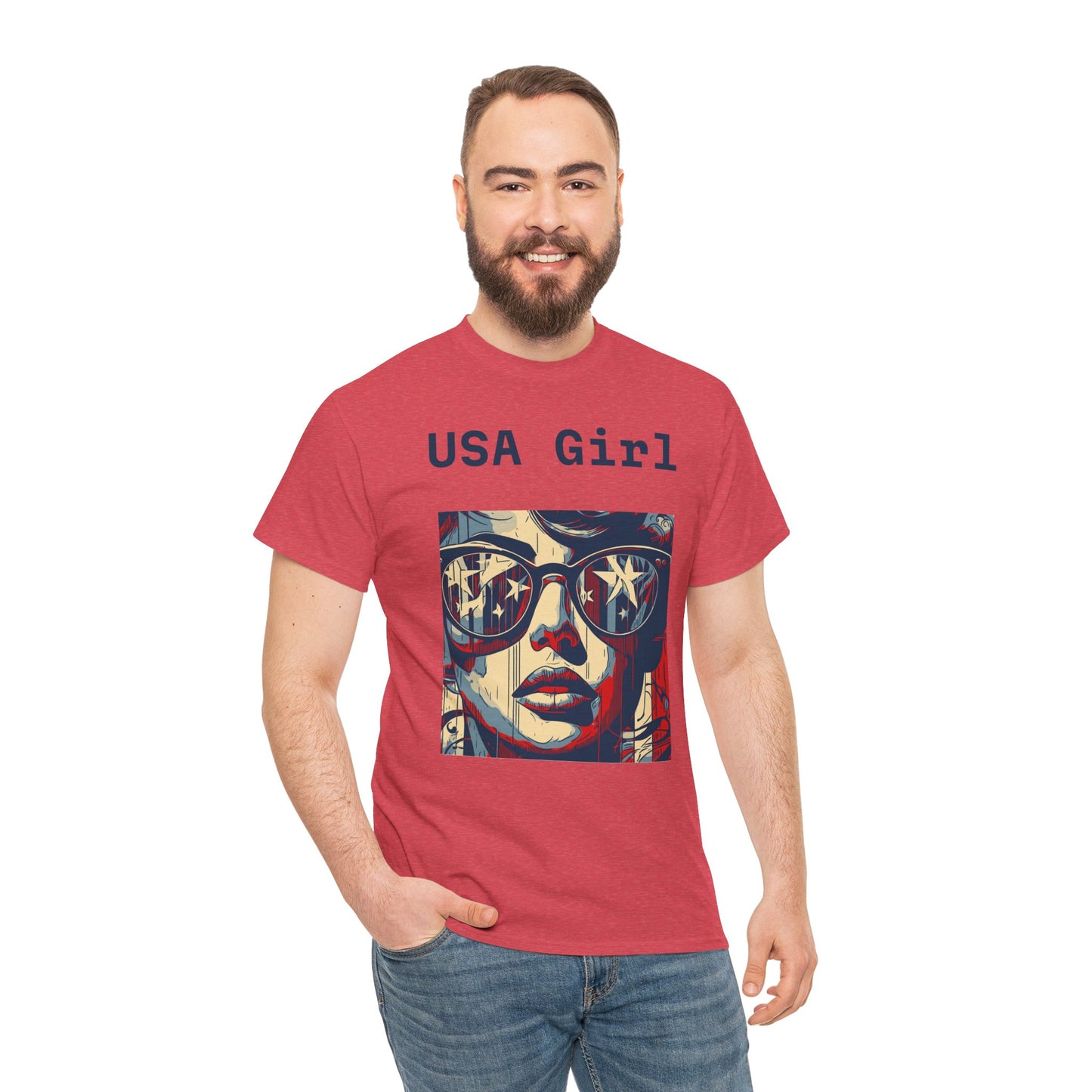 "USA Girl" - Amazing Unisex Heavy Cotton Short Sleeve Tee Shirts!
